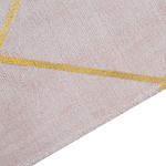 Area Rug Pink Gold Pattern 80 X 150 Cm Viscose Geometric Living Room Bedroom Beliani
