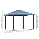 Outsunny 3.6 X 3(m) Hardtop Gazebo Canopy With Polycarbonate Roof Garden Pavilion With Removable Curtains And Steel Frame, Brown