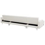 Corner Sofa Bed White Faux Leather Tufted Modern U-shaped Modular 5 Seater With Chaise Lounges Beliani