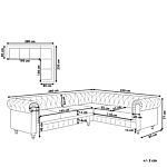 Chesterfield Left Hand Fabric Corner Sofa Grey Fabric Upholstery Dark Wood Legs Chaise 6 Seater Contemporary Beliani