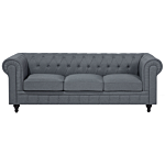 Chesterfield Left Hand Fabric Corner Sofa Grey Fabric Upholstery Dark Wood Legs Chaise 6 Seater Contemporary Beliani