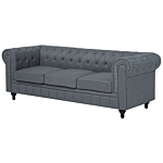 Chesterfield Left Hand Fabric Corner Sofa Grey Fabric Upholstery Dark Wood Legs Chaise 6 Seater Contemporary Beliani