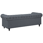 Chesterfield Left Hand Fabric Corner Sofa Grey Fabric Upholstery Dark Wood Legs Chaise 6 Seater Contemporary Beliani