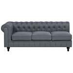 Chesterfield Left Hand Fabric Corner Sofa Grey Fabric Upholstery Dark Wood Legs Chaise 6 Seater Contemporary Beliani