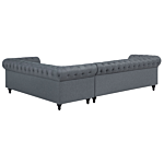 Chesterfield Left Hand Fabric Corner Sofa Grey Fabric Upholstery Dark Wood Legs Chaise 6 Seater Contemporary Beliani