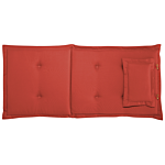 Outdoor Chair Replacement Cushions Set Red Fabric Uv Resistant Thickly Padded 8 Pillows Beliani