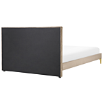 Upholstered Bed Frame Taupe Velvet Eu Double 140x200 Cm 4ft6 Headboard Golden Legs Beliani