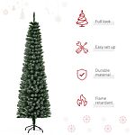 Homcom 6.5ft Artificial Snow Dipped Christmas Tree Xmas Pencil Tree Holiday Home Indoor Decoration With Foldable Black Stand, Green