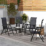 Outsunny 4 Pcs Outdoor Rattan Folding Chair Set With 7 Levels Adjustable Backrest For Patio, Lawn