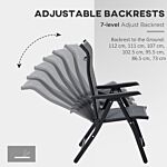 Outsunny 4 Pcs Outdoor Rattan Folding Chair Set With 7 Levels Adjustable Backrest For Patio, Lawn