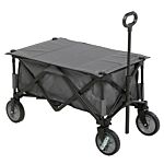 Outsunny Garden Trolley, Cargo Traile On Wheels, Folding Collapsible Camping Trolley, Outdoor Utility Wagon, Dark Grey