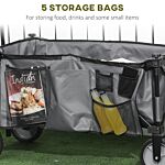 Outsunny Garden Trolley, Cargo Traile On Wheels, Folding Collapsible Camping Trolley, Outdoor Utility Wagon, Dark Grey