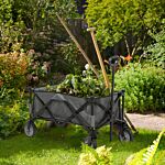 Outsunny Garden Trolley, Cargo Traile On Wheels, Folding Collapsible Camping Trolley, Outdoor Utility Wagon, Dark Grey