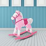 Homcom Childrens Plush Rocking Horse With Sound-pink