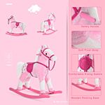 Homcom Childrens Plush Rocking Horse With Sound-pink