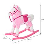 Homcom Childrens Plush Rocking Horse With Sound-pink