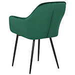 Set Of 2 Dining Chairs Green Velvet Armrests Black Metal Legs Retro Glam Beliani