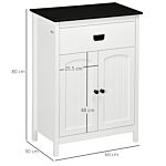 Kleankin Bathroom Cabinet, Bathroom Storage Unit With Drawer, Double Door Cabinet, Adjustable Shelf For Living Room, White