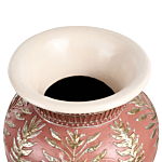 Decorative Floor Vase White And Brown Terracotta Stonewear Traditional Style Home Decor For Dried Flowers Beliani