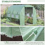 Outsunny Walk In Greenhouse, Garden Polytunnel With Pe Cover, Zipped Roll Up Door And 6 Mesh Windows, 3x2x2m, Green