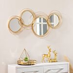 Homcom Metal Wall Art Modern Decorative Mirror Decor Hanging Home Wall Sculptures For Living Room Bedroom Dining Room, Gold