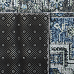 Runner Rug Runner Grey And Blue Polyester 80 X 300 Cm Oriental Distressed Living Room Bedroom Decorations Beliani