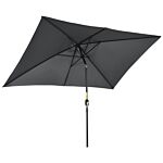 Outsunny 3x2m Patio Parasol Garden Umbrellas Canopy With Aluminum Tilt Crank Rectangular Sun Shade Steel, Black