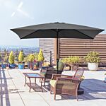 Outsunny 3x2m Patio Parasol Garden Umbrellas Canopy With Aluminum Tilt Crank Rectangular Sun Shade Steel, Black