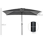 Outsunny 3x2m Patio Parasol Garden Umbrellas Canopy With Aluminum Tilt Crank Rectangular Sun Shade Steel, Black