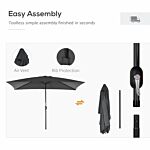 Outsunny 3x2m Patio Parasol Garden Umbrellas Canopy With Aluminum Tilt Crank Rectangular Sun Shade Steel, Black