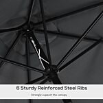 Outsunny 3x2m Patio Parasol Garden Umbrellas Canopy With Aluminum Tilt Crank Rectangular Sun Shade Steel, Black