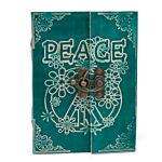 Leather Green Peace With Lock Notebook (7x5")