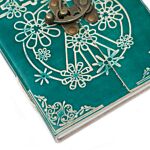 Leather Green Peace With Lock Notebook (7x5")