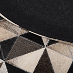 Rug Grey And Beige Leather 140 Cm Modern Patchwork Hand Woven Round Carpet Beliani