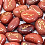 Runes Stone Set In Pouch - Red Jasper