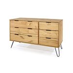 Augusta Pine 3+3 Drawer Wide Chest Of Drawers