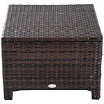 Outsunny Rattan Footstool Wicker Ottoman With Padded Seat Cushion Outdoor Patio Furniture For Backyard Garden Poolside Living Room 50x50x35cm Brown