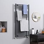 Homcom Straight Heated Towel Rail, Hydronic Bathroom Ladder Radiator Towel Warmer For Central Heating 600mm X 1200mm, Grey