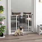 Pawhut Metal 74-100cm Adjustable Pet Gate Safety Barrier W/ Auto-close Door White