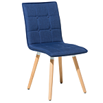 Set Of 2 Dining Chairs Blue Fabric Upholstery Light Wood Legs Modern Eclectic Style Beliani