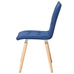 Set Of 2 Dining Chairs Blue Fabric Upholstery Light Wood Legs Modern Eclectic Style Beliani