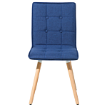 Set Of 2 Dining Chairs Blue Fabric Upholstery Light Wood Legs Modern Eclectic Style Beliani