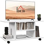 Homcom Tv Stand W/ Shelves -white