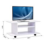 Homcom Tv Stand W/ Shelves -white