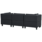 Modular Sofa Black Fabric Upholstered 3 Seater Cushioned Backrest Modern Living Room Couch Beliani