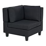 Modular Sofa Black Fabric Upholstered 3 Seater Cushioned Backrest Modern Living Room Couch Beliani