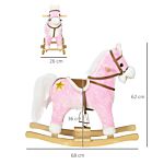 Homcom Wooden Rocking Horse With Music, Sound, Saddle For 3-6 Years