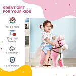 Homcom Wooden Rocking Horse With Music, Sound, Saddle For 3-6 Years