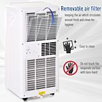 Homcom Mobile Air Conditioner With Remote Control, Timer, Cooling Dehumidifying Ventilating, Led Display White - 1003w