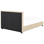 Eu Double Size Bed Beige Fabric 5ft3 Upholstered Frame Buttoned Headrest With Storage Drawers Beliani
